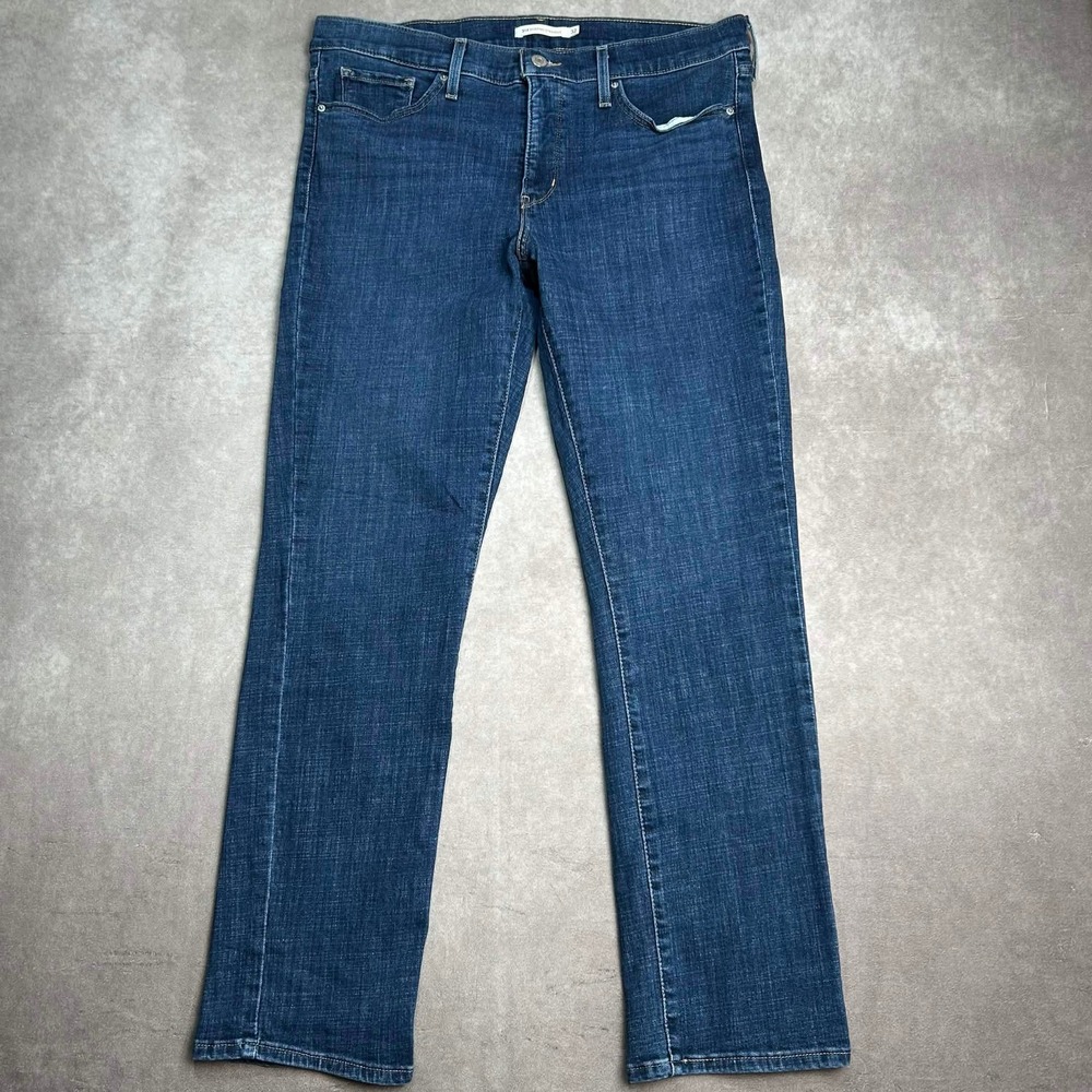 Levis 314 Shaping Straight Jeans Womens 32 Dark Wash Blue Mid Rise Stretch Denim